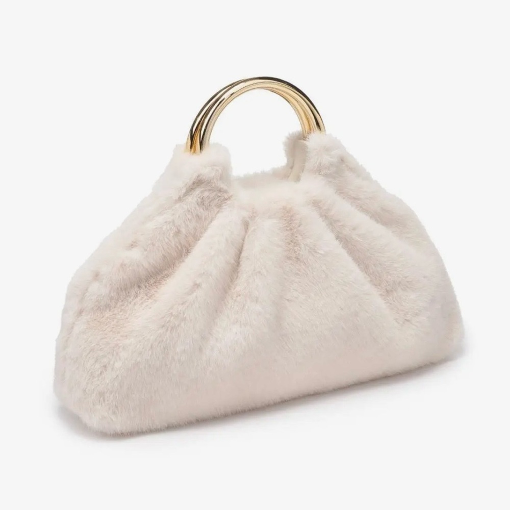 Chic Faux Fur Clutch with Gold Accents